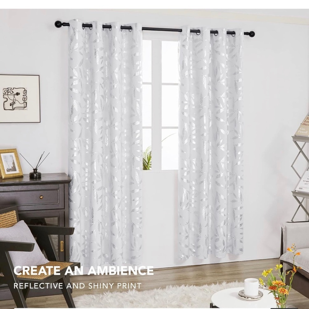 Deconovo Greyish White Blackout Curtains 2panels /gray-silver W52x72L